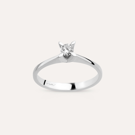 0.24 CT Diamond White Gold Solitaire Ring - 1