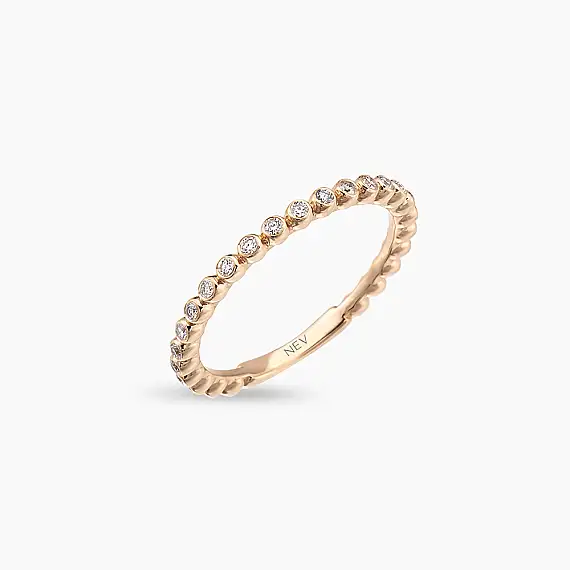 0.24 CT Pırlanta Taşlı Rose Altın Tamtur Yüzük - 3