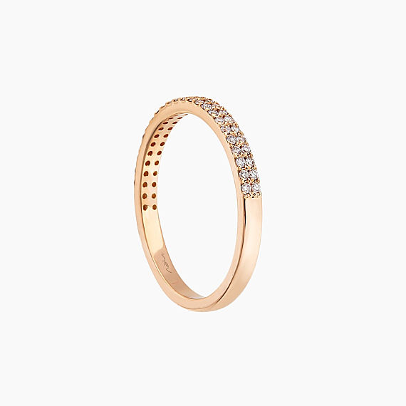 0.24 CT Pırlanta Taşlı Rose Altın Yarımtur Yüzük - 6