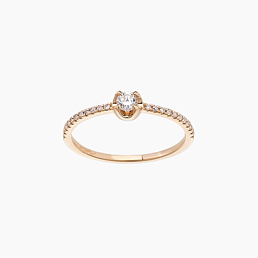 0.24 CT Pırlanta Taşlı Rose Altın Yüzük - Nev Jewellery