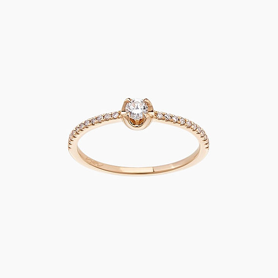 0.24 CT Pırlanta Taşlı Rose Altın Yüzük - 1