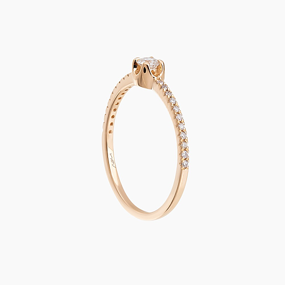0.24 CT Pırlanta Taşlı Rose Altın Yüzük - 3