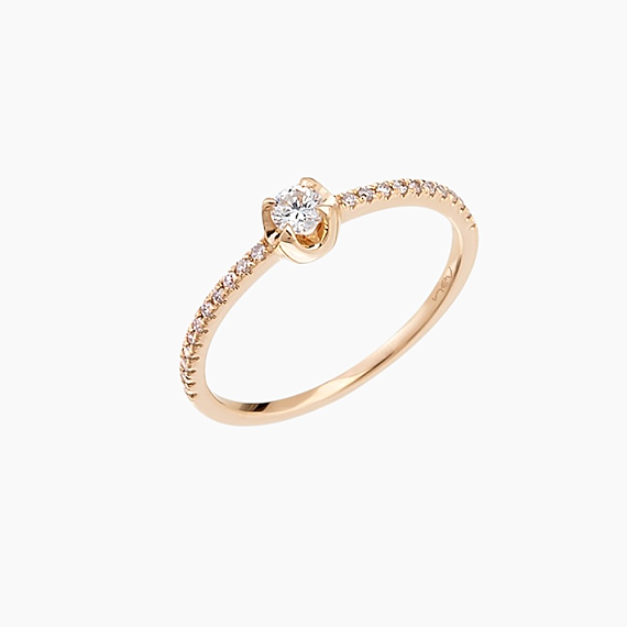 0.24 CT Pırlanta Taşlı Rose Altın Yüzük - 4