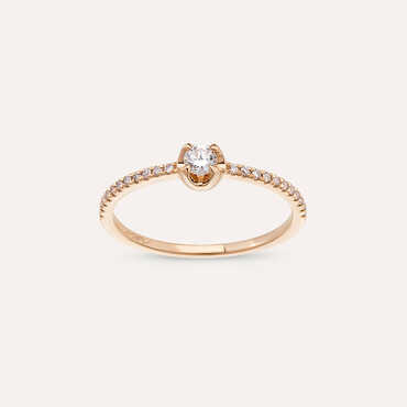 0.24 CT Pırlanta Taşlı Rose Altın Yüzük - Nev Jewellery