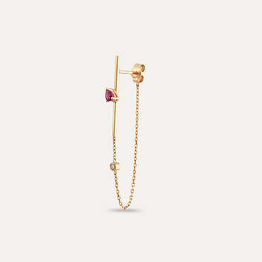 0.24 CT Ruby and Brown Diamond Single Earring - Nev Jewellery