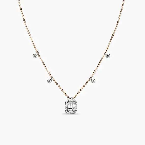 0.37 CT Baget Pırlanta Taşlı Kolye - 2