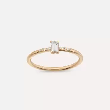 0.25 CT Baget Pırlanta Taşlı Rose Altın Yüzük - Nev Jewellery (1)