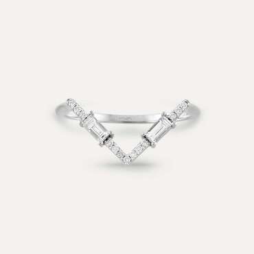 0.25 CT Baguette Cut Diamond Chevron Ring - Nev Jewellery (1)