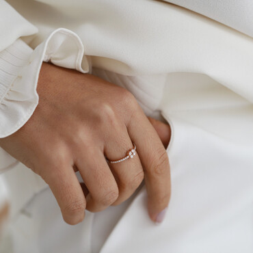 Fortune Pırlanta Taşlı Rose Altın Yonca Yüzük - Nev Jewellery (1)