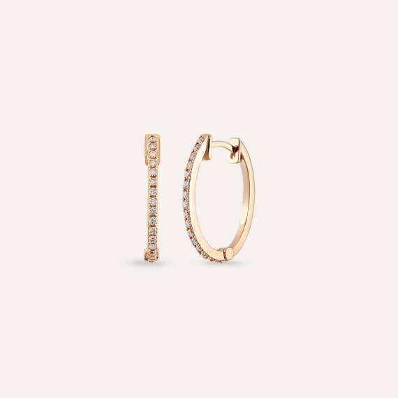 0.25 CT Pırlanta Taşlı Rose Altın Orta Boy Küpe - 1