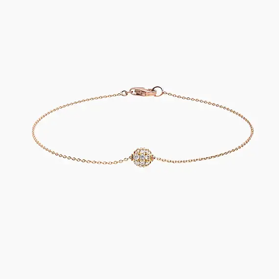 0.25 CT Pırlanta Taşlı Rose Altın Top Bileklik - 2