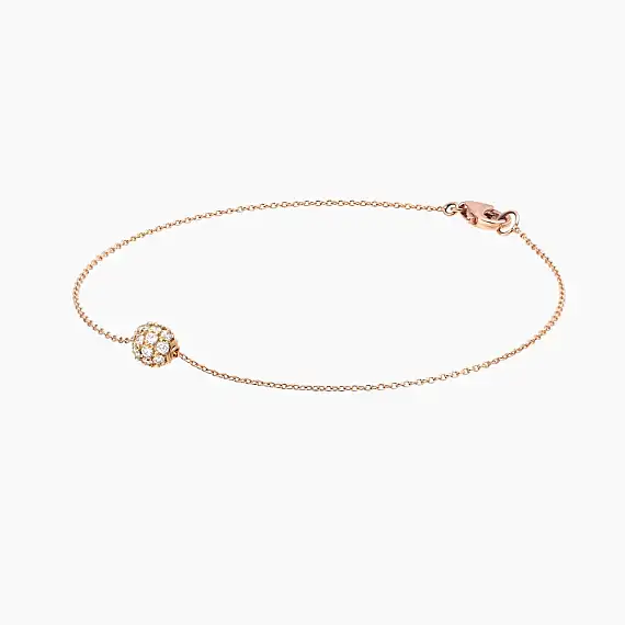 0.25 CT Pırlanta Taşlı Rose Altın Top Bileklik - 3