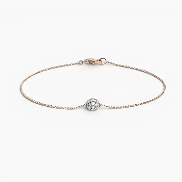 0.25 CT Pırlanta Taşlı Rose ve Beyaz Altın Top Bileklik - Nev Jewellery (1)