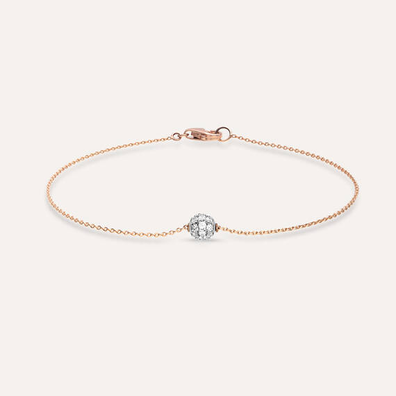 0.25 CT Pırlanta Taşlı Rose ve Beyaz Altın Top Bileklik - 1