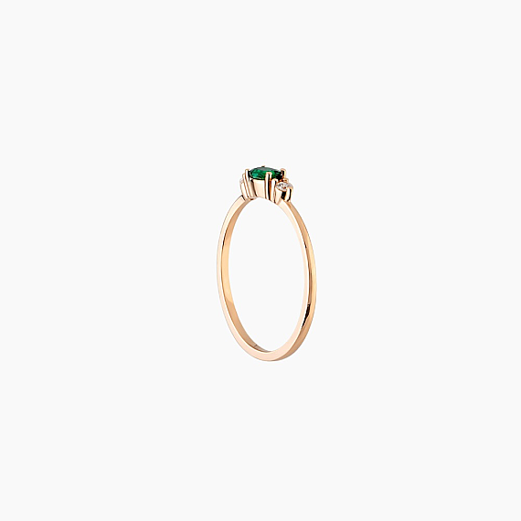 0.32 CT Zümrüt ve Pırlanta Taşlı Rose Altın Yüzük - 4