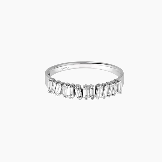 0.26 CT Baget Pırlanta Taşlı Beyaz Altın Yüzük - 2