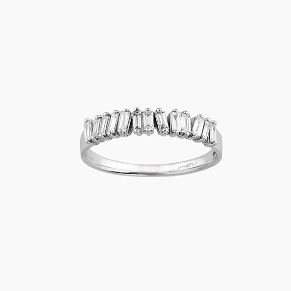 0.26 CT Baget Pırlanta Taşlı Beyaz Altın Yüzük - 1