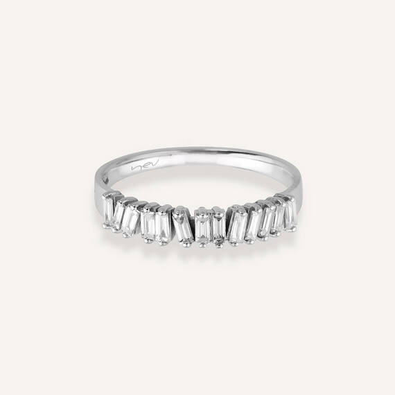0.26 CT Baget Pırlanta Taşlı Beyaz Altın Yüzük - 3