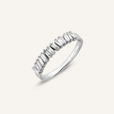 0.26 CT Baget Pırlanta Taşlı Beyaz Altın Yüzük - Nev Jewellery (1)