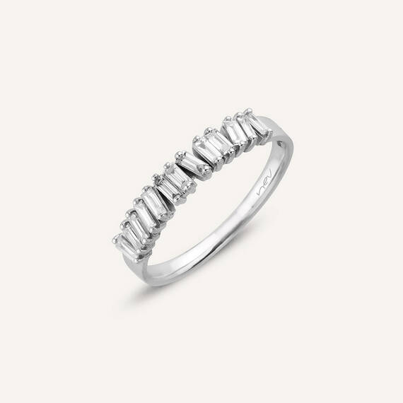 0.26 CT Baget Pırlanta Taşlı Beyaz Altın Yüzük - 2