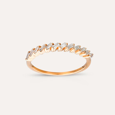 0.26 CT Baguette Cut Diamond Rose Gold Half Eternity Ring - Nev Jewellery