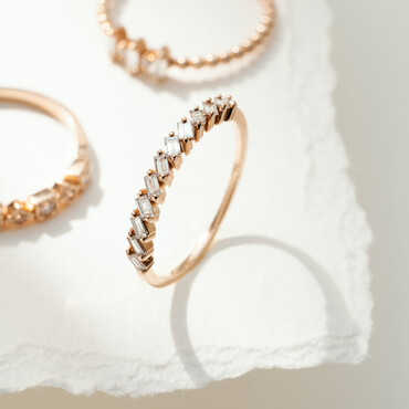 0.26 CT Baguette Cut Diamond Rose Gold Half Eternity Ring - Nev Jewellery (1)