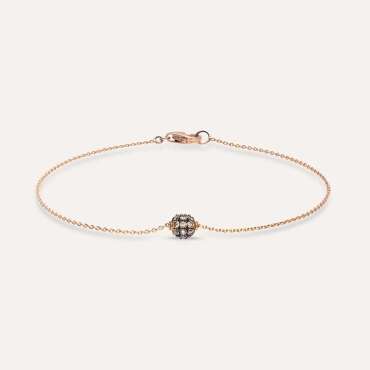 0.26 CT Brown Pırlanta Taşlı Rose Altın Top Bileklik - Nev Jewellery