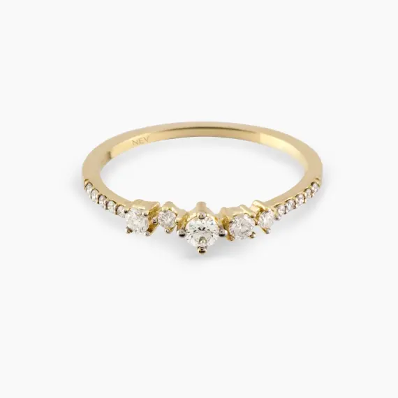 0.26 CT Diamond Yellow Gold Ring - 3