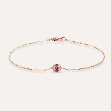 0.26 CT Ruby and Diamond Rose Gold Sphere Bracelet - Nev Jewellery