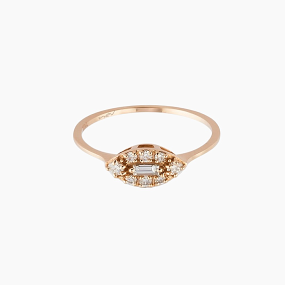 0.30 CT Baget Pırlanta Taşlı Rose Altın Yüzük - 4