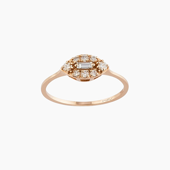 0.30 CT Baget Pırlanta Taşlı Rose Altın Yüzük - 2