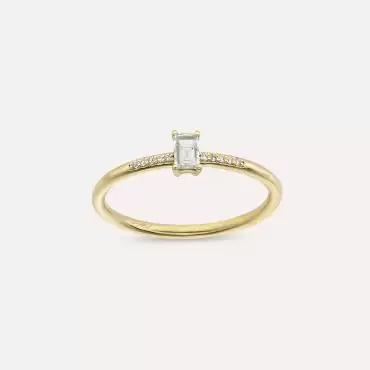 0.27 CT Baget Pırlanta Taşlı Sarı Altın Yüzük - Nev Jewellery (1)