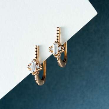 0.27 CT Baguette Cut Diamond Rose Gold Earring - Nev Jewellery
