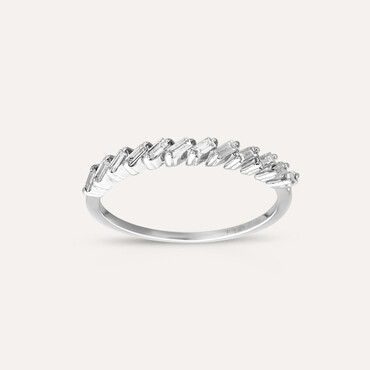 0.27 CT Baguette Cut Diamond White Gold Half Eternity Ring - Nev Jewellery