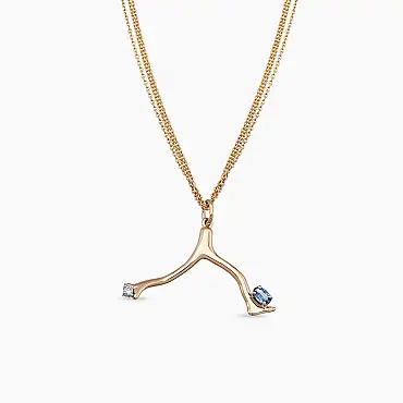 Coral 0.27 CT Blue Safir ve Pırlanta Taşlı Rose Altın Kolye - Nev Jewellery (1)