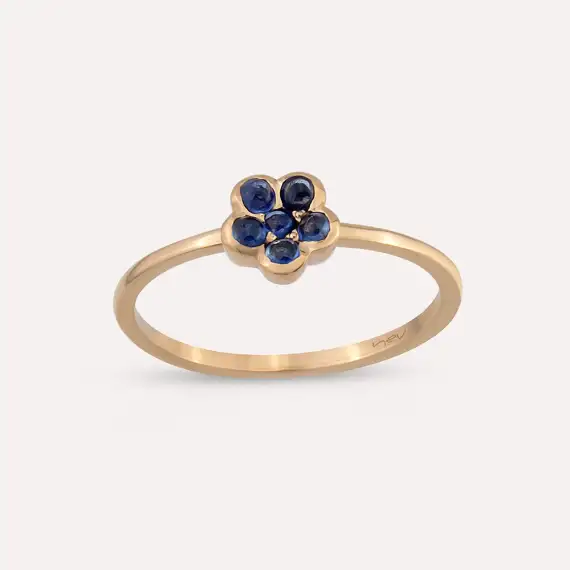 0.27 CT Sapphire Rose Gold Flower Ring - 1