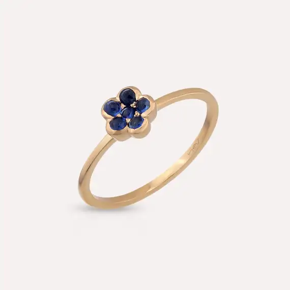 0.27 CT Sapphire Rose Gold Flower Ring - 2