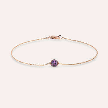 0.28 CT Ametist Taşlı Rose Altın Top Bileklik - Nev Jewellery