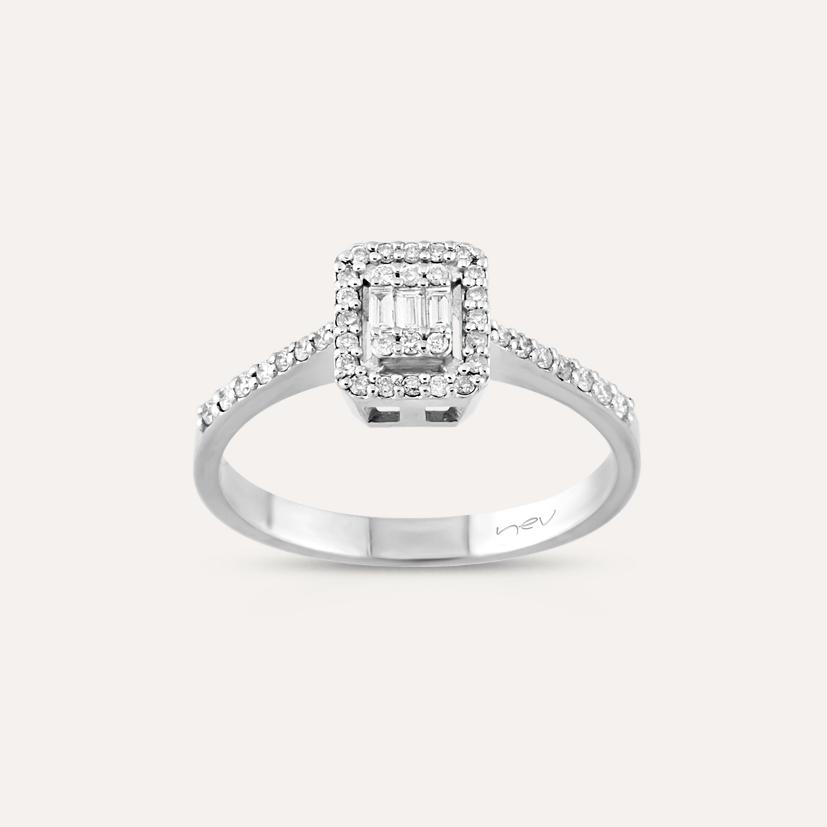 0.29 CT Baguette Cut Diamond White Gold Ring - 1