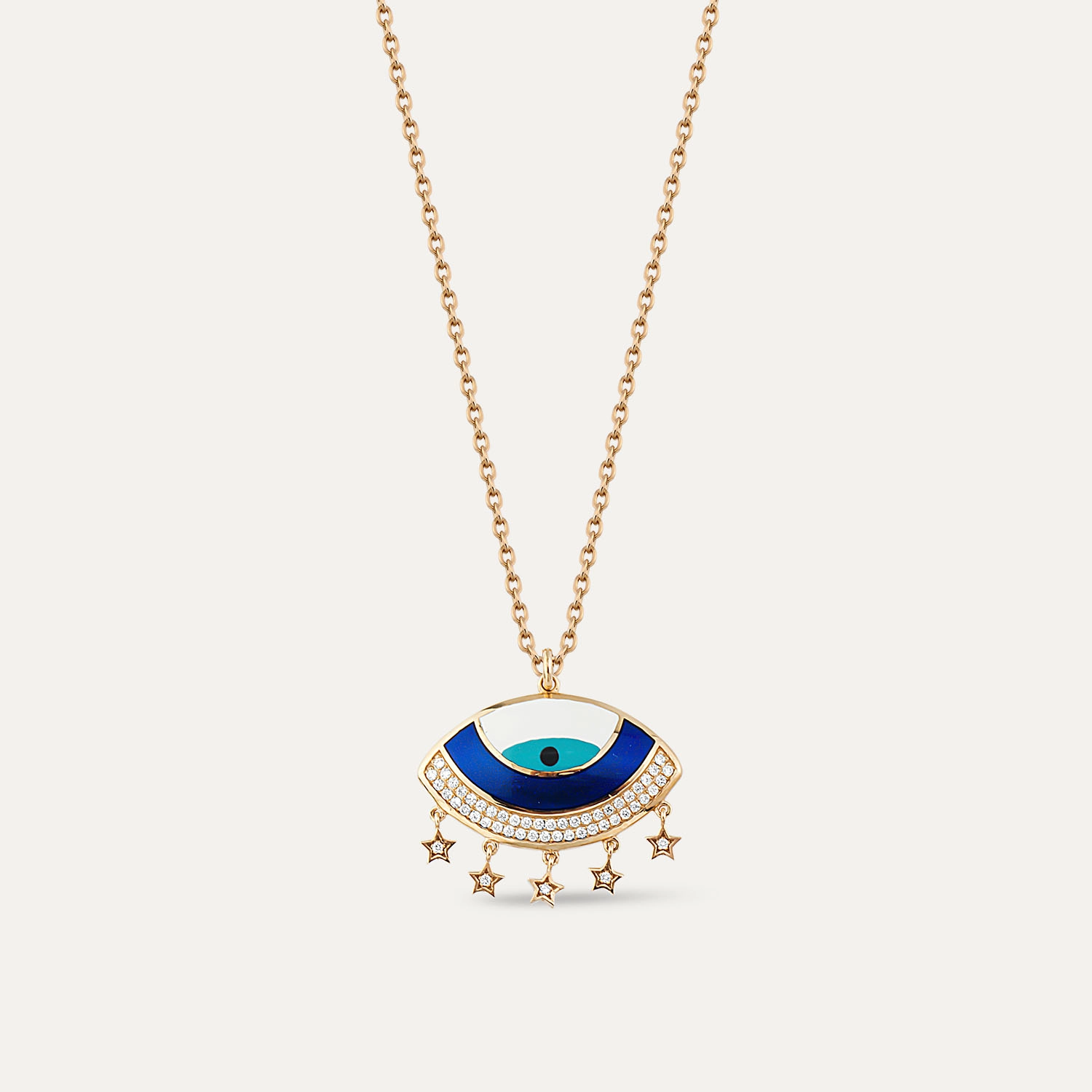 0.32 CT Diamond and Enamel Evil Eye Necklace - 1