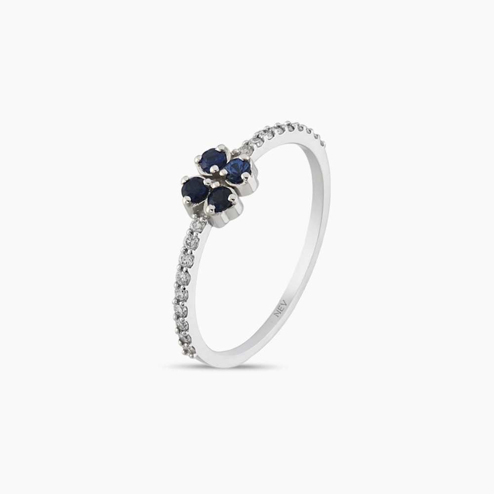 0.32 CT Diamond and Sapphire Four Leaf Clover Ring - 3