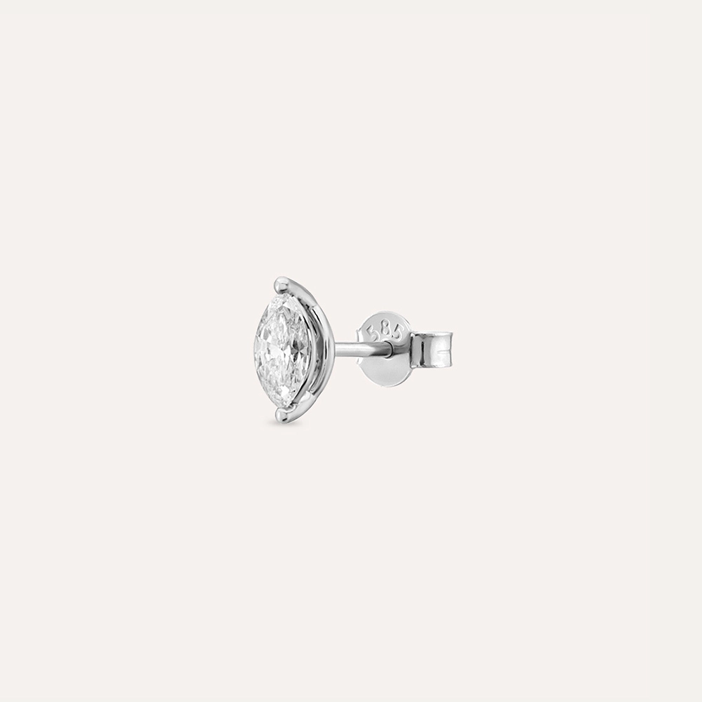 0.32 CT Markiz Kesim Pırlanta Taşlı Beyaz Altın Tek Küpe - Nev Jewellery (1)