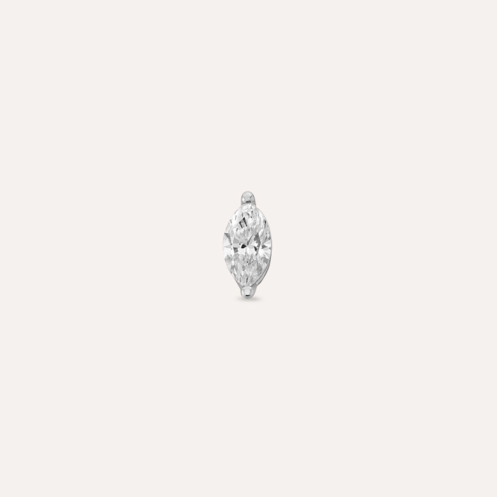 0.32 CT Marquise Cut Diamond White Gold Single Earring - 3