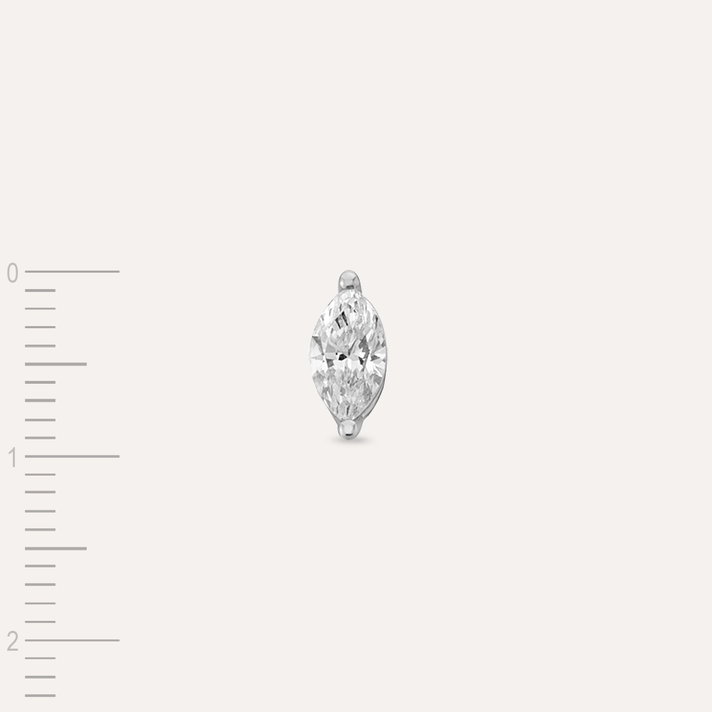 0.32 CT Marquise Cut Diamond White Gold Single Earring - 4