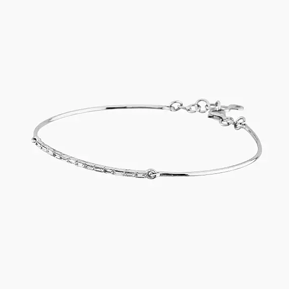 0.33 CT Baget Kesim Pırlanta Taşlı Beyaz Altın Bileklik - 4