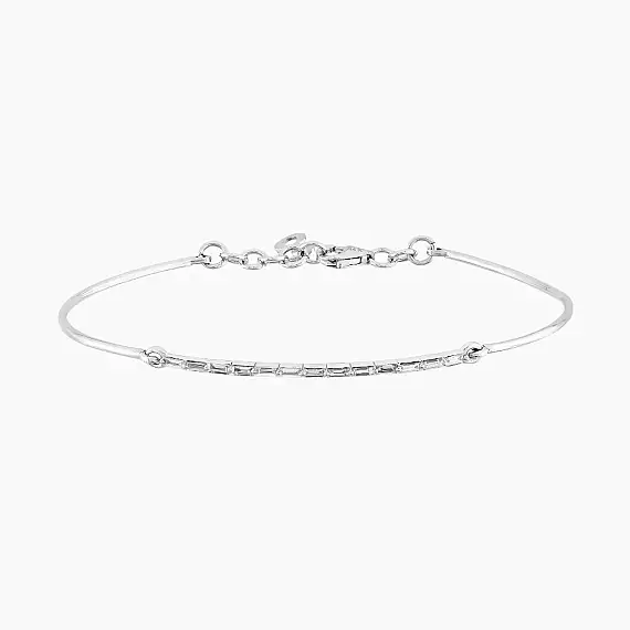 0.33 CT Baget Kesim Pırlanta Taşlı Beyaz Altın Bileklik - 2