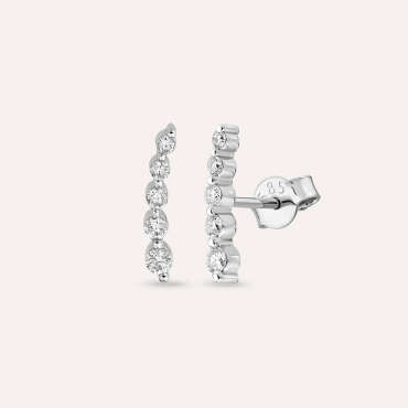 0.33 CT Pırlanta Taşlı Beyaz Altın Küpe - Nev Jewellery