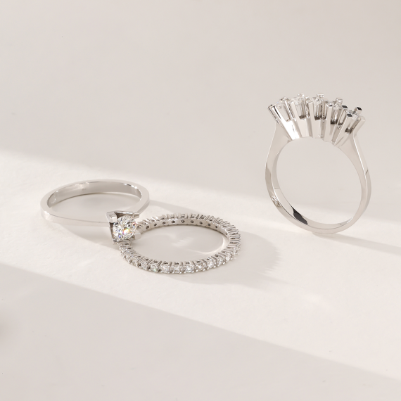 0.33 CT Pırlanta Taşlı Beyaz Altın Tektaş Yüzük - 2