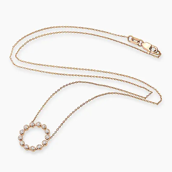 0.33 CT Pırlanta Taşlı Rose Altın Kolye - 4