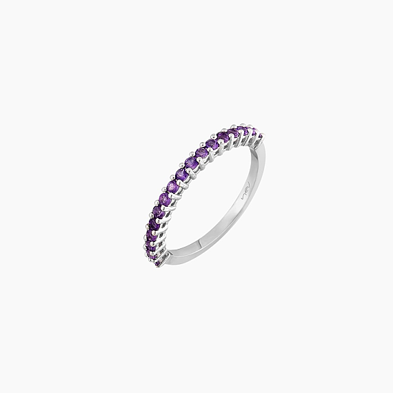0.34 CT Ametist Taşlı Yarımtur Beyaz Altın Yüzük - 2
